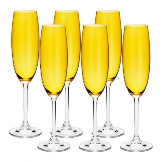 Jogo 6 Taças 220ml Para Champanhe Colibri Topázio Em Cristal Ecológico Bohemia